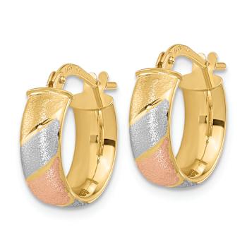 14k Yellow Gold and Rhodium Over 14k Yellow Gold Polished and Satin
9/16" Hoop Earrings