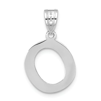 Rhodium Over 14k White Gold Polished Bubble Letter O Initial Pendant