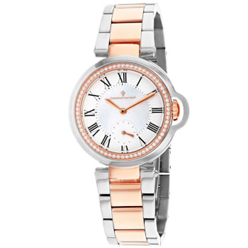 Christian Van Sant Women's Cybele White Dial, Silver-tone/Rose Stainless
Steel Watch