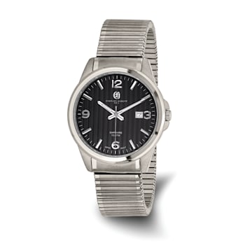 Men's Charles Hubert Titanium Black Dial Expansion Band Watch