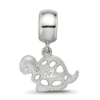 Rhodium Over Sterling Silver LogoArt Delta Zeta Turtle on Bead