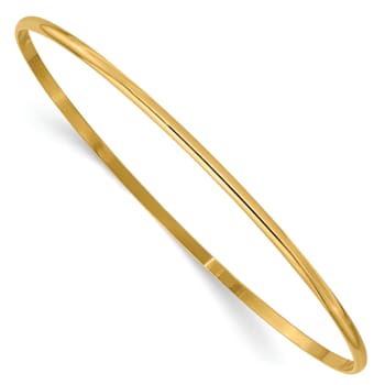 14k Yellow Gold 2mm Solid Polished Half-Round Slip-On Bangle