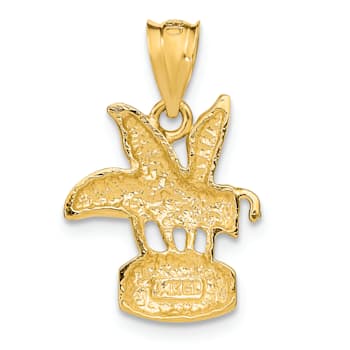 14k Yellow Gold Textured Bee on Honey Jar Pendant