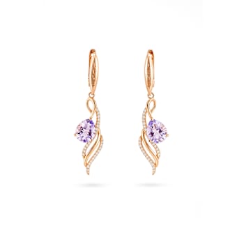 Purple Amethyst 14K Rose Gold Over Sterling Silver Pear Drop Earrings