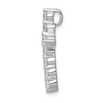 Rhodium Over 14k White Gold Diamond Cross Chain Slide Pendant
