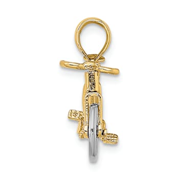 14k Two-tone Gold 3D Bicycle with Moveable Tires Charm