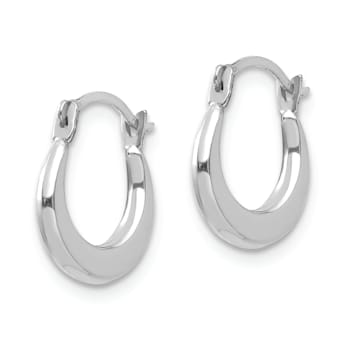 Rhodium Over 14K White Gold Small Hoop Earrings