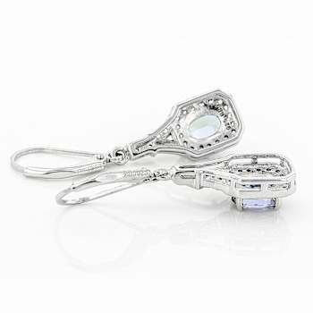 Tanzanite And White Zircon Dangle Earrings In Sterling Silver 1.86ctw