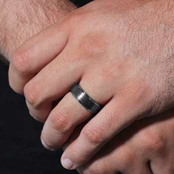 Robert Alton Men's Gunmetal Ion Plated 8mm Band Ring In Tungsten