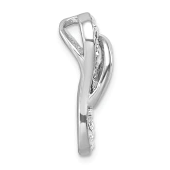 Rhodium Over Sterling Silver Polished White Crystal Flip Flop Chain Slide