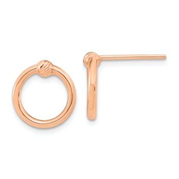 14k Rose Gold Polished and Diamond-Cut Circle Stud Earrings