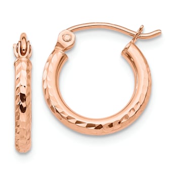 14k Rose Gold Diamond-Cut 1/2" Hoop Earrings