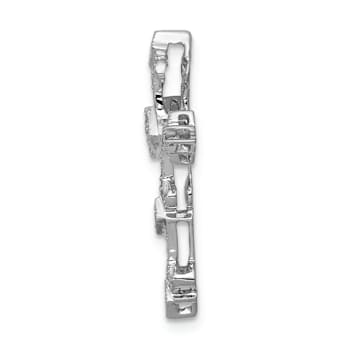 Rhodium Over 14k White Gold Diamond Filigree Cross Chain Slide Pendant