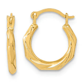 14k Yellow Gold 1/2" Polished Twist Hoop Earrings