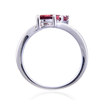 Trillion Garnet with White Topaz Accents Sterling Silver Ring, 1.22ctw