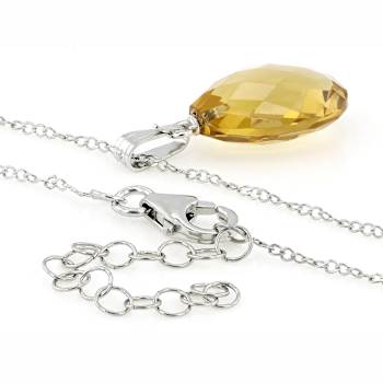 Pear Shape Citrine Solitaire Pendant In Sterling Silver 5.40ctw