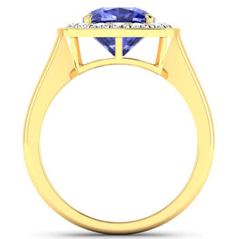 2.47ctw Violet Tanzanite and Diamond 14K Yellow Gold Halo Ring
