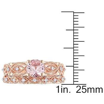 Morganite and Diamond 10K Rose Gold Ring 1.09ctw