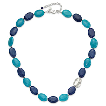 Sterling Silver Hematine, Jadeite, Lapis, Quartz with 2-inch Extension Necklace