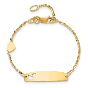 14k Yellow Gold Polished Heart Children's ID Bracelet