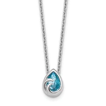 Rhodium Over Sterling Silver Crystal Double Ocean Wave 16 + 2 Inch
Extension Necklace