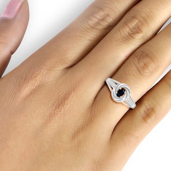 Black Sapphire Rhodium Over Sterling Silver Ring 0.25ctw