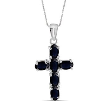 Black Sapphire Rhodium Over Sterling Silver Pendant with Chain 1.68ctw