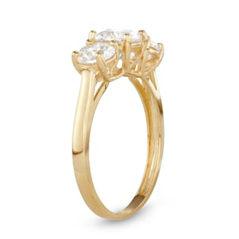 Lab Created White Sapphire 3-Stone 10K Yellow Gold Ring 2.00ctw