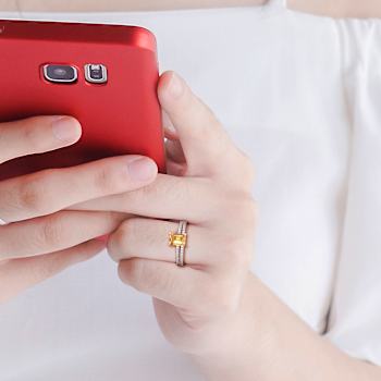 Citrine and Diamond 14K Yellow Gold Bridal Ring 1.48ctw