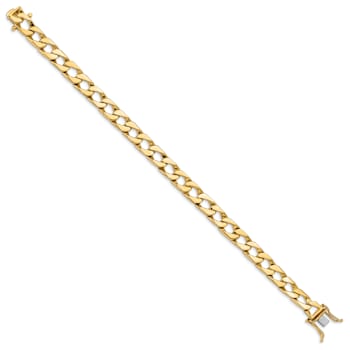 10k Yellow Gold and 10k White Gold 7.9mm Hand-polished Fancy Curb Link Bracelet
