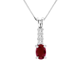 0.59ctw Ruby and Diamond Pendant in 14k White Gold