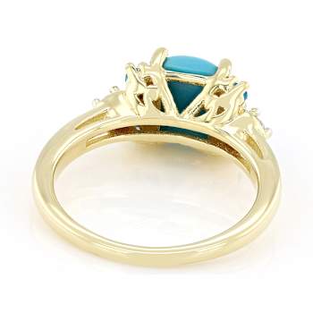 Turquoise, Neon Apatite And White Zircon Ring In 18K Gold Over Sterling
Silver 0.40ctw