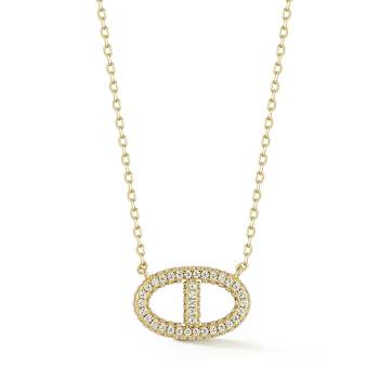Rachel Zoe Pave CZ Mariner Pendant Necklace in 14K Gold Over Sterling Silver