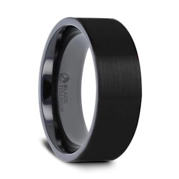 SAN BERNARDINO Brushed Finish Flat Black Titanium Men’s Wedding Band 6mm