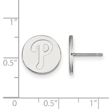 Rhodium Over Sterling Silver MLB LogoArt Philadelphia Phillies Post Earrings