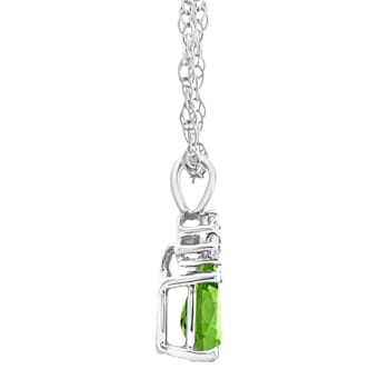 7x5mm Pear Shape Peridot with Diamond Accents 14k White Gold Pendant
With Chain