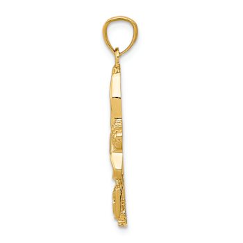 14k Two-tone Gold Textured Ice Skater Pendant