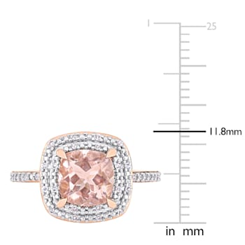 1.62ct Morganite And 0.10ctw Diamond 14k Rose Gold Double Halo Ring