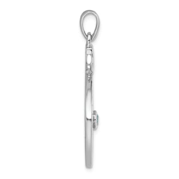 Rhodium Over Sterling Silver Blue Cubic Zirconia Compass Rose with Small
Anchor Pendant