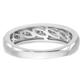 Rhodium Over 14K White Gold Diamond Trio Men's Wedding Band 0.10ctw