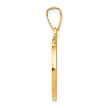 14k Yellow Gold Polished and Satin Confirmation Medal Pendant
