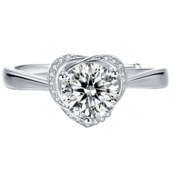 Lab-Created Moissanite Solitaire Ring In Sterling Silver 1.4ctw DEW