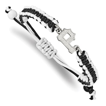 Stainless Steel MLB LogoArt Pittsburgh Pirates Adjustable Cord Bracelet