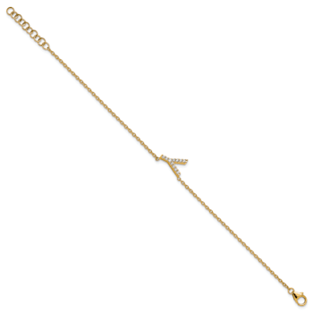 14k Yellow Gold Diamond Sideways Letter Y Bracelet