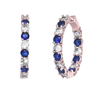 Sapphire Blue Cubic Zirconia, 18K Rose Gold Plated Over Brass Inside Out
Hoop Earrings 6.9ctw