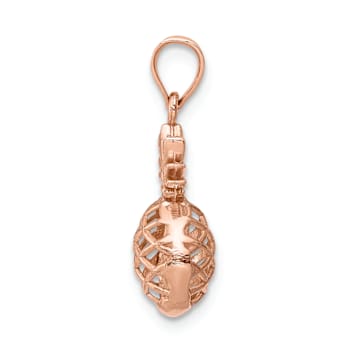 14k Rose Gold Polished and Textured 3D Pineapple Pendant