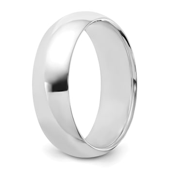 Rhodium Over Sterling Silver 6mm Half-Round Band