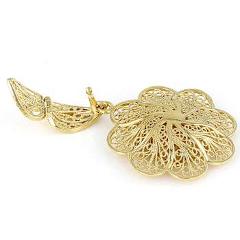 Flower Filigree Enhancer Pendant In 18K Gold Over Sterling Silver