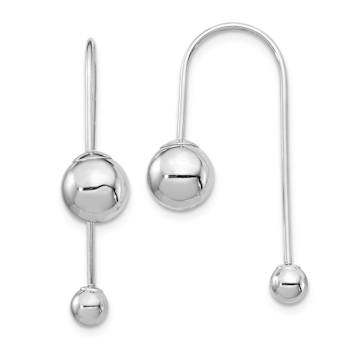 Rhodium Over 14k White Gold Bead with Screw End Threader Earrings