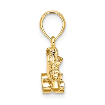 14k Yellow Gold Textured 3D Roller Skate Charm